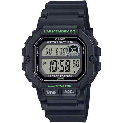 Casio Men's Watch - Dual Time Grey Digital Dial Black Resin Strap Alarm | WS-1400H-1AV ,