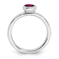 Sterling Silver Stackable Expressions Low 5mm Round Cr. Ruby Ring | QSK514 ,