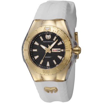 Technomarine Women's Watch - Cruise Monogram Black Dial White Strap | TM-122022 ,