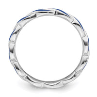 Sterling Silver Stackable Expressions Blue Enamel Ring | QSK1508 ,