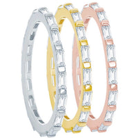 Classic Women's CZ and Beaded Tri-Color Band Ring - W-2425 ,