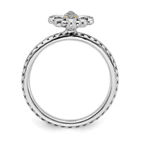 Sterling Silver & 14k Stackable Expressions Antiqued Ring | QSK861 ,