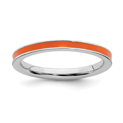 Sterling Silver Stackable Expressions Orange Enameled 2.25mm Ring | QSK148 ,
