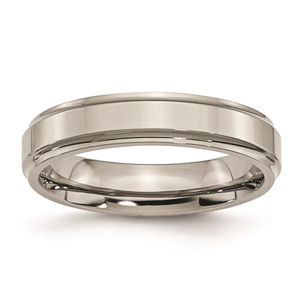 Titanium Ridged Edge 5mm Polished Band | TB5 ,