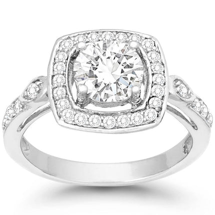 Classic Women's 7mm Round CZ with CZ Border Ring - W-9892 ,