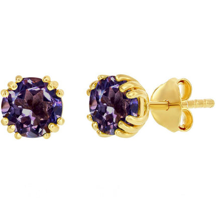 Classic Women's Earrings - Gold Plated October Birthstone Round 6mm Stud | D-8283 ,