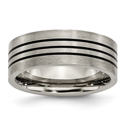Titanium Enameled Flat 8mm Satin & Polished Band | TB348 ,