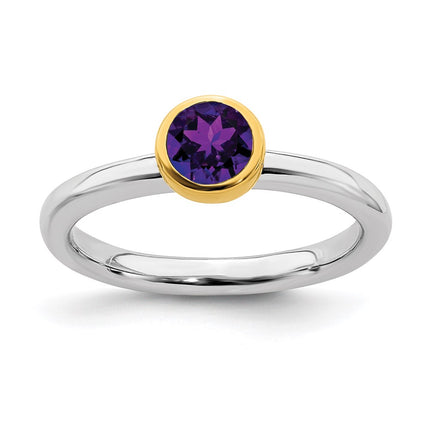 Sterling Silver Stackable Expressions w/Gold-plated Amethyst Ring | QSK1876 ,