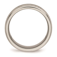 Titanium Polished Grooved CZ Ring | TB481 ,