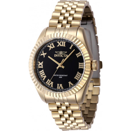 Invicta Women's Quartz Watch - Specialty Black Dial Yellow Gold Bracelet | 47417 ,