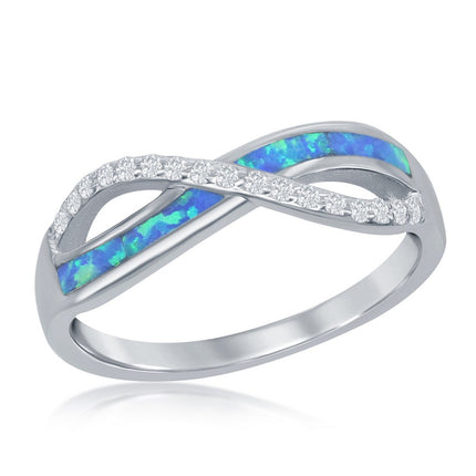 Women's Ring - Sterling Silver CZ and Blue Opal Infinity, Size 9 | W-2524-9 ,