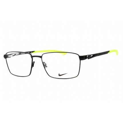 Nike Men's Eyeglasses - Satin Black/Volt Rectangular Full Rim Frame | NIKE 8140 002 ,