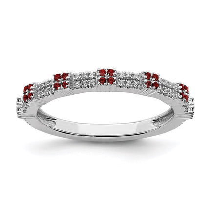 Sterling Silver Stackable Expressions Garnet & Diamond Ring | QSK2148 ,