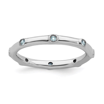 Sterling Silver Stackable Expressions Aquamarine Ring | QSK376 ,