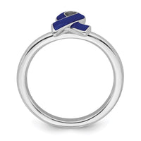 Sterling Silver Stackable Expressions Blue Enameled Awareness Ribbon Ring | QSK939 ,