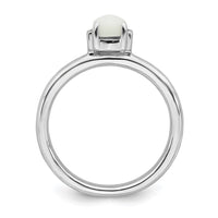 Sterling Silver Stackable Expressions Polished White Agate Ring | QSK621 ,