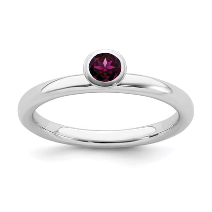 SS Stackable Expressions High 4mm Round Rhodolite Garnet Ring | QSK463 ,