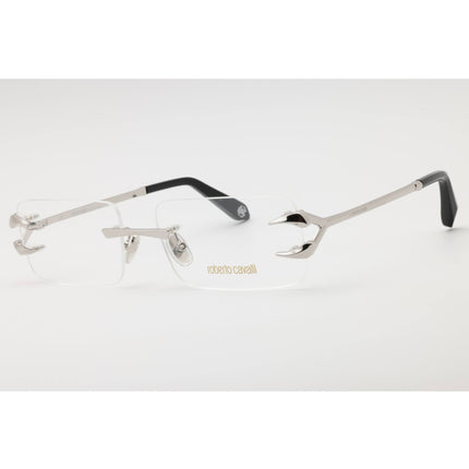 Roberto Cavalli Unisex Eyeglasses - Palladium Metal Rectangular Rimless | VRC023 0579 ,