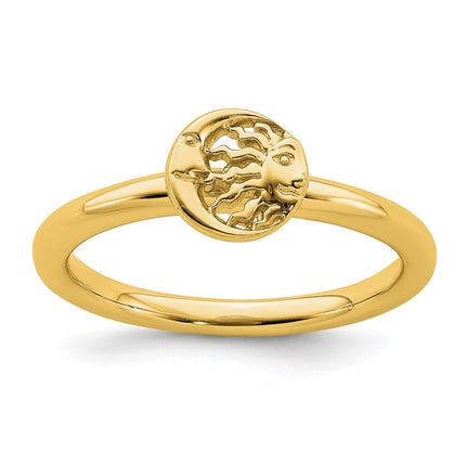 Sterling Silver Stackable Expressions Yellow-plated Sun/Moon Ring | QSK1942 ,