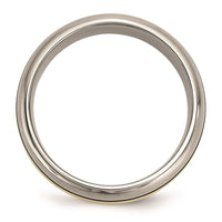Titanium Grooved 14k Yellow Inlay 8mm Brushed and Antiqued Band | TB109 ,