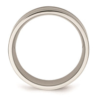 Titanium Sterling Silver Inlay Flat 8mm Brushed Band | TB207 ,