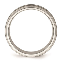 Titanium Polished /Stone Finish Center Grooved Edge Sterling Inlay Band | TB83 ,