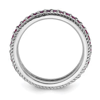Sterling Silver Stackable Expressions Polished Created Ruby Eternity Ring | QSK572 ,