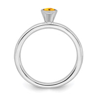 Sterling Silver Stackable Expressions High 4mm Round Citrine Ring | QSK468 ,