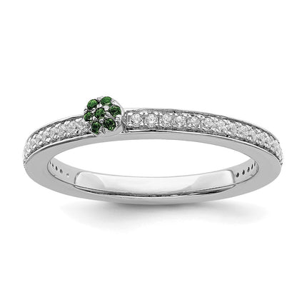 14k White Gold Stackable Expressions Created Emerald/Diamond Ring | SK2080 ,
