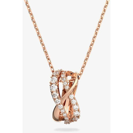 Swarovski Women's Pendant Necklace - Twist Rose Gold Tone Plated Crystal | 5620549 ,