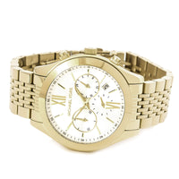 Michael Kors Women's Chronograph Watch - Brookton Quartz White Dial Yellow Gold Steel ,