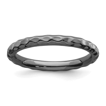 Sterling Silver Stackable Expressions Black-plated Hammered Ring | QSK225 ,