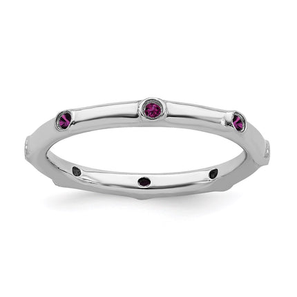 Sterling Silver Stackable Expressions Rhodolite Garnet Ring | QSK379 ,