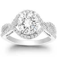 Classic Women's Silver Large CZ Engagement Ring - W-9890 ,
