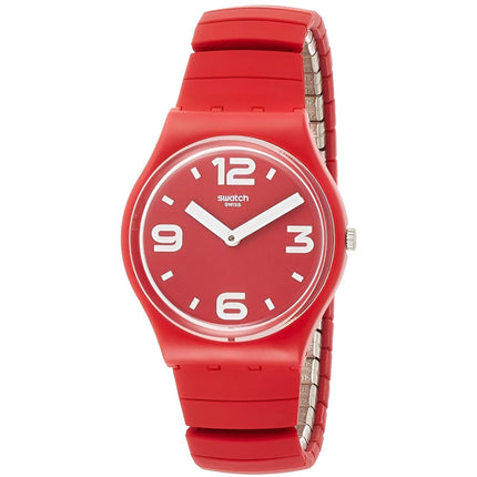 Swatch Women's Watch - Pepeblu Plastic Case Quartz Red Expansion Bracelet | GR173A ,
