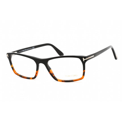 Tom Ford Men's Eyeglasses - Shiny Black/Havana Plastic Rectangular Frame | FT5295 056 ,