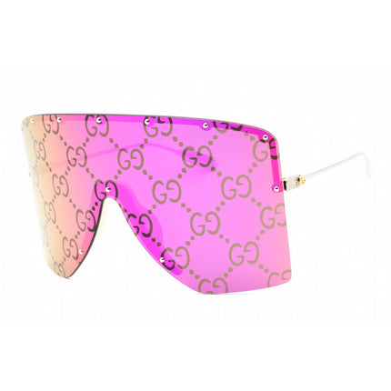 Gucci Unisex Sunglasses - Gold/Silver Metal Shield Shape Rimless Frame | GG1244S 002 ,