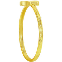Classic Unisex Gold Tone P Initial Hammered Ring - W-2830 ,
