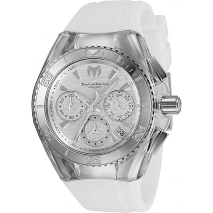 Technomarine Women's Watch - Cruise Star Silver Tone Dial White Strap | TM-120033 ,