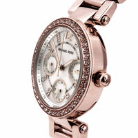 Michael Kors MK5616 Women's Parker Mini Rose Gold Steel Bracelet Crystal MOP Dial Day Date Watch ,