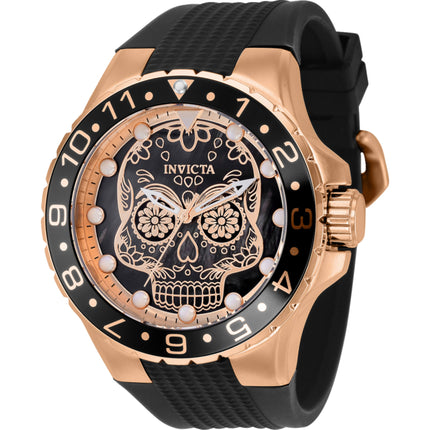 Invicta Men's Watch - Aviator Rose Gold and Black Mop Dial Silicone Strap | 36857 ,