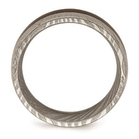 Damascus Steel Polished with Wood Inlay 8mm Band | SR678 ,