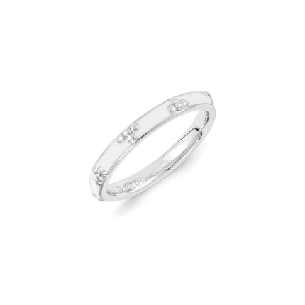 Sterling Silver Stackable Expressions White Enameled Ring | QSK1422 ,