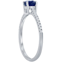 Classic Women's Sapphire and White Topaz Ring - W-2855 ,
