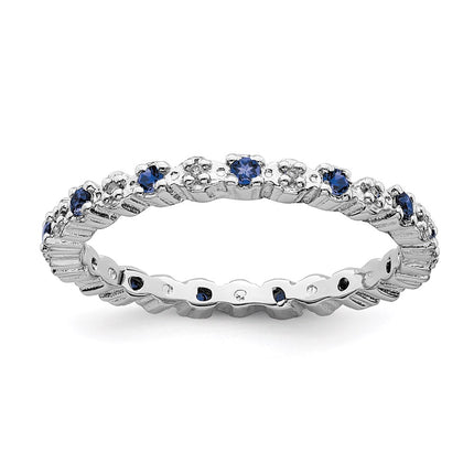 Sterling Silver Stackable Expressions Cr. Sapphire & Diamond Ring | QSK540 ,
