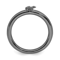 Sterling Silver Stackable Expressions Black-plated Key Ring | QSK1963 ,
