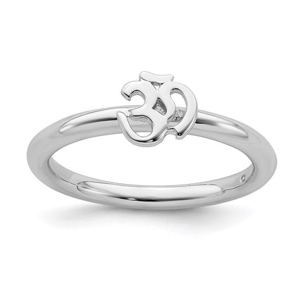 Sterling Silver Stackable Expressions Rhodium Ohm Ring | QSK1937 ,