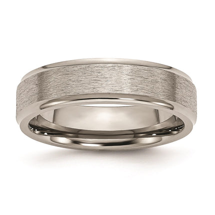 Titanium Ridged Edge 6mm Satin and Polished Band | TB12 ,