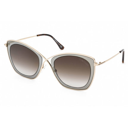 Tom Ford Unisex Sunglasses - Grey Mirrored Metal Butterfly Shape Frame | FT0605 50K ,