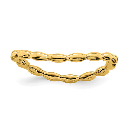 Sterling Silver Stackable Expressions Polished Gold-plate Wave Ring | QSK675 ,